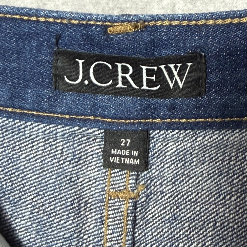 J.Crew Denim Midi Skirt 27 Dark Wash Front Slit Pencil Straight Stretch Cotton - Picture 2 of 10